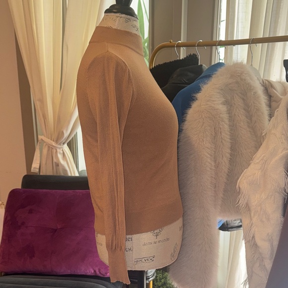Topshop Camel Mock Turtleneck Sweater women’s size 2 - Picture 5 of 8